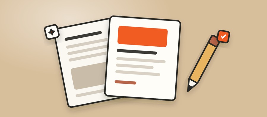 Illustration of printed brochures and a pencil