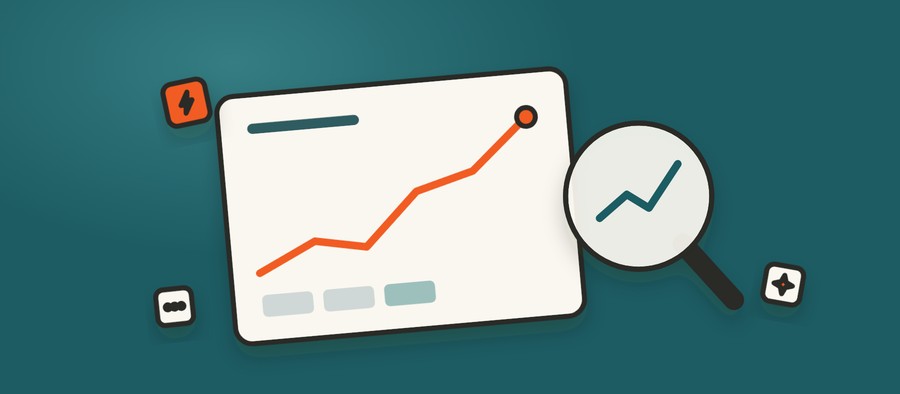 Illustration of a rising search-results chart under a magnifying glass